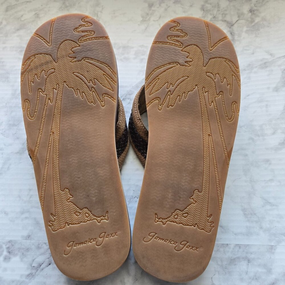 Jamaica Jaxx Leather Braided Flip Flops Sandals Mens Sz: L (10/11) - Picture 4 of 5